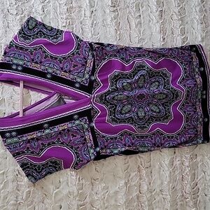 Snap Floral Boho deep V-neck Mini Dress Womens Sz  2X, Festival, Boho, Gypsy